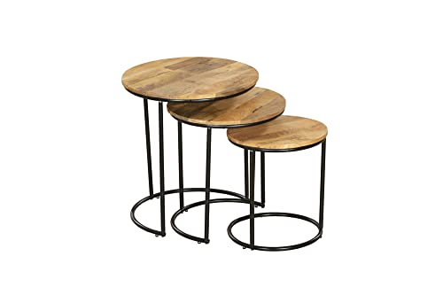 Dynamic24 INTERIA Home & Living Beistelltisch Madurai 3er Set Tisch Wohnzimmer Altholz recycelt Tischgruppe von Dynamic24