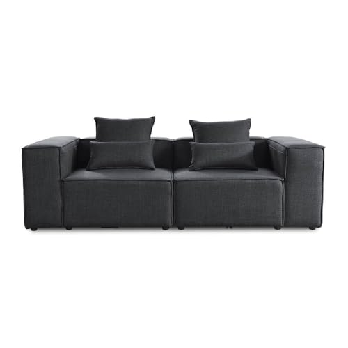 Dynamic24 Modulares Sofa Cozy S 5teilig, 240x120 cm - Wohnlandschaft flexibel, erweiterbar, inkl. Kissen Couchgarnitur Couch Komfort-Sitz mit 35 kg/m³ Polsterung (Anthrazit) von Dynamic24