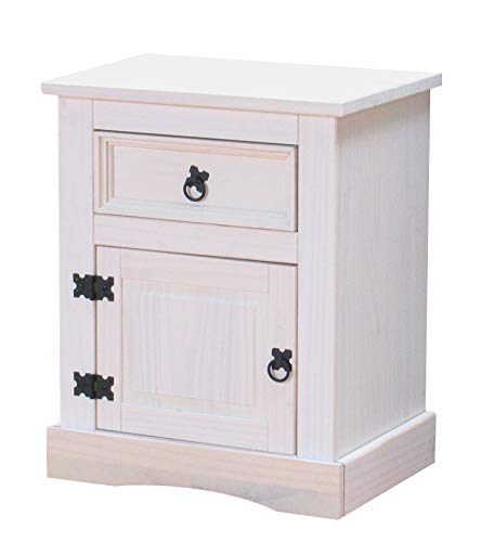 Dynamic24 Nachtschrank New Mexiko Mexico Nachttisch Nachtkonsole Schrank weiß von Dynamic24