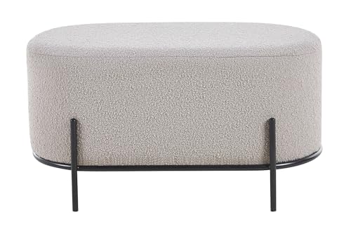Dynamic24 Polsterhocker Bouclé Stoff Taupe Sitzhocker Hocker Fußhocker Stoffhocker von Dynamic24