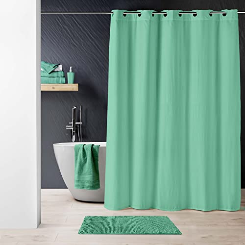 Dynamic24 Premium Duschvorhang mit Waffelmusterstruktur 180x200cm Waffel Stoff Textil Badewannenvorhang Anti Schimmel Bad Vorhang wasserdicht Badewanne (Mint) von Dynamic24