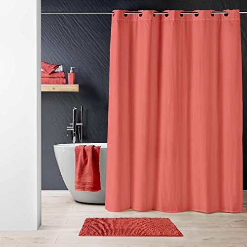 Dynamic24 Premium Duschvorhang mit Waffelmusterstruktur 180x200cm Waffel Stoff Textil Badewannenvorhang Anti Schimmel Bad Vorhang wasserdicht Badewanne (Terracotta) von Dynamic24