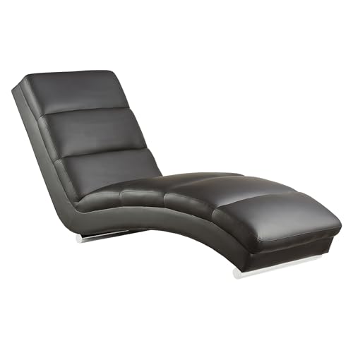 Dynamic24 Relaxliege schwarz Kunstleder Liege Polsterliege Wohnzimmerliege Liegestuhl von Dynamic24