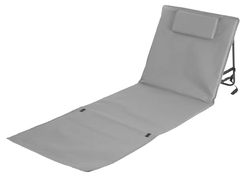Dynamic24 Strandmatte mit Rückenlehne und Kissen Matte Strand Liege Strandstuhl Lehne Gartenliege Stuhl (Grau) von Dynamic24