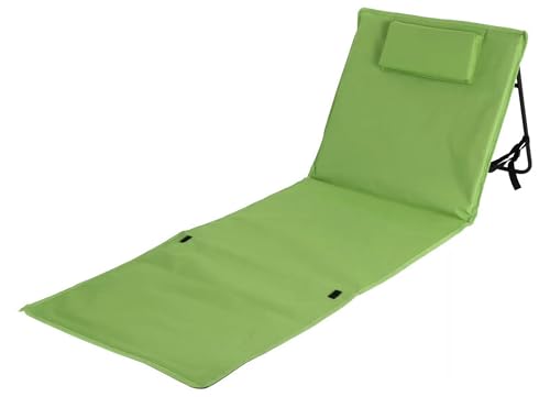 Dynamic24 Strandmatte mit Rückenlehne und Kissen Matte Strand Liege Strandstuhl Lehne Gartenliege Stuhl (Grün) von Dynamic24