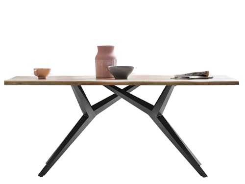 Dynamic24 Tisch 220x100cm Wildeiche Metall Holztisch Esstisch Speisetisch Küchentisch von Dynamic24