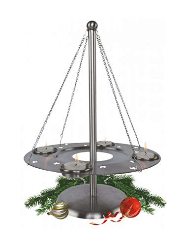 Edelstahl Adventskranz Kerzenhalter für 4 Teelichter Teelichthalter Kranz Weihnachten Deko Hängeleuchter Kerzen Advent Kerzenständer Silber Winter Dekoration von Dynamic24