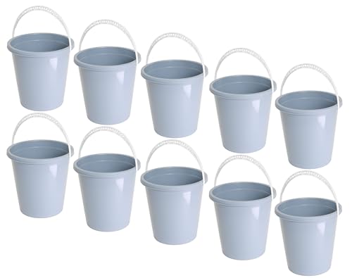 Eimer mit Henkel aus Kunststoff Putzeimer Haushaltseimer Wassereimer Universaleimer Plastikeimer Ernteeimer Kübel Garteneimer Kunststoff-Eimer (Set 10x 10 Liter) von Dynamic24