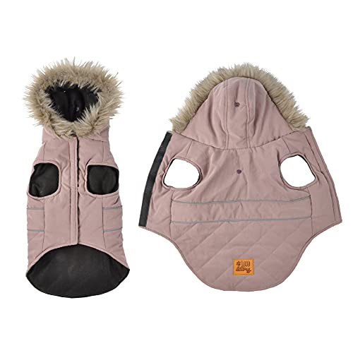 Hunde Winterjacke Hundemantel Kapuze Hundebekleidung Hundejacke Mantel Jacken (Rosa, S) von Dynamic24