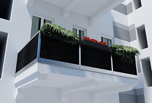 Polyrattan Sichtschutzmatte in Rattan-Optik PVC Sichtschutz Matte Sichtschutzzaun Balkongeländer Sichtschutzwand Balkonsichtschutz Balkon Zaun Windschutz Poolumrandung Zaun (300x100cm, Schwarz) von Dynamic24