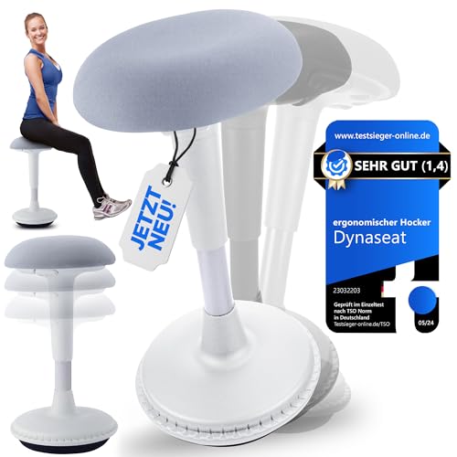 Dynaseat Ergonomischer Hocker höhenverstellbar zum Sitzen & Stehen (Weiß, 65-85 Variante) - Sitzhocker Bürohocker ergonomisch - Schreibtischhocker mit Schwingeffekt - Stehhilfe von Dynaseat