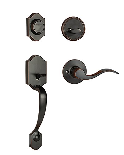 Dynasty Hardware den-her-405–12PL Denver vorne Tür Schnuller Handleset, Aged Öl eingerieben Bronze, mit Heritage Hebel, linke Hand von Dynasty Hardware