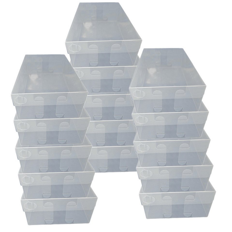 Dynasun Schuhbox Schuhbox PP435 (15 St), Transparente Schuhaufbewahrungsbox Stapelbare und faltbare Box Schuhen von Dynasun