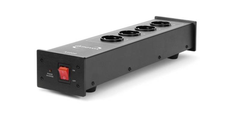 Dynavox HiFi-Steckdosenleiste X1000 - Netzfilter für ungetrübten Hörgenuss Mehrfachsteckdose 4-fach (Phasen-LED (leuchtet bei falscher Phasenlage in der Zuleitung), 4x gefiltert inkl. Kaltgerätenetzkabel von Dynavox