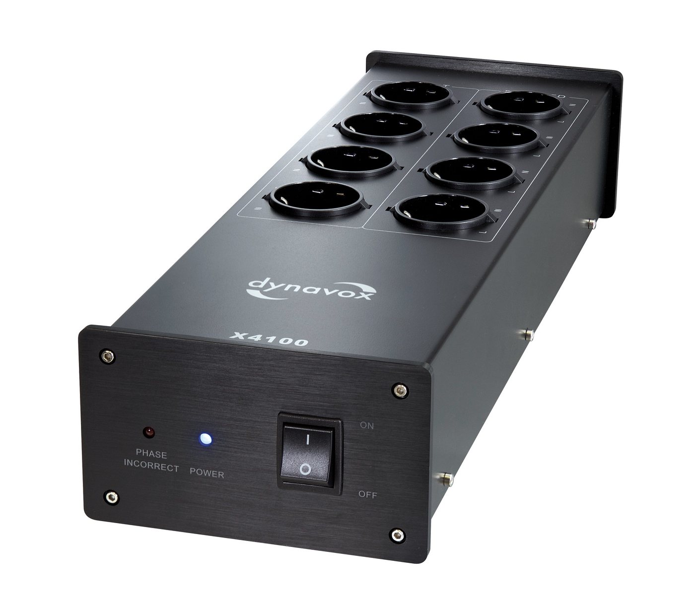 Dynavox X4100 Mehrfachsteckdose 8-fach (Kabellänge 1.5 m), Hifi-Netzfilter, mit LED-Kontrollleuchte für korrekte Phasenlage von Dynavox