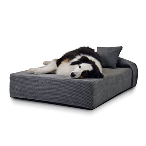 Dynawoof das Hundeluftbett, orthopädisches Hundebett mit Luftkern, kleine Hunde M ergonomische Hundematratze, Hundebett bei Schmerzen, Arthrose, Gelenkproblemen, Grau, 4262372210005 von Dynawoof