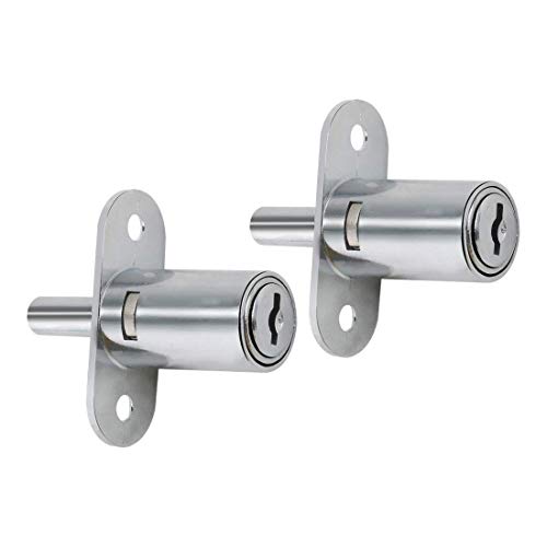 DyniLao 2Pcs Push Plunger Lock Schubladenschloss 19 x 40mm für Schiebetür, Schreibtisch Kleiderschrank Möbelschrank Schließfach Vitrine mit Schlüsseln (ohne Schrauben) Schlüssel anders von DyniLao