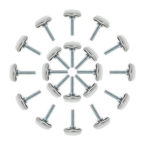 DyniLao M6 x 25 x 30mm Aufschraubbare Möbel Gleitnivellierfüße Verstellbares Nivellierpad für Stuhl Industriemaschine Schreibtischbein 24-tlg von DyniLao