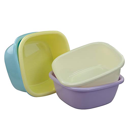 Dynko 4 Stück Klein Quadratische Schüssel Kunststoff, Farbe Waschschüssel, Salatschüssel Kunststoff von Dynko