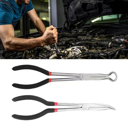 Dyocoag 11'' Zündkerzenzange mit extra langer Reichweite und Ringkopf, 280 MM Spitzzange Zange zum Entfernen von Autozündkerzenkabeln (90-Grad-gebogener Kopf) von Dyocoag