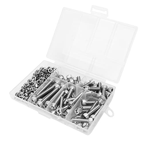 Dyocoag 150-teiliges M5-Innensechskantschrauben-Muttern-Set aus Edelstahl für Präzisionsmaschinen, Aufbewahrungsbox von Dyocoag