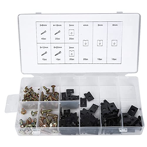 Dyocoag 170pcs Kohlenstoffstahl U-Clip und Schraubenset-Sortiment-Kit-Zubehör mit Aufbewahrungsbox von Dyocoag