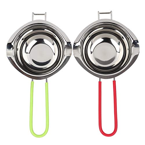Dyocoag 2pcs 400 ml Edelstahl Schmelztopfkochgeschirrwerkzeug für Butter Schokoladenkäse Küchenversorgung (Silber + Schwarz) (Grün + rot) von Dyocoag