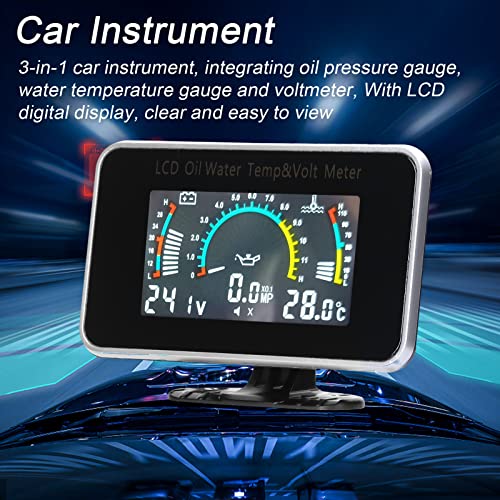 Dyocoag 3-in-1-Auto LCD-Meter digitaler Öldruckspannung Wassertemperaturmesser Universal Instrument für Autowagen SUV RV Dyocoag 3-in-1-Auto LCD-Meter digitaler Öldruckspannung Wassertemperaturmesser Universal Instrument für Autowagen SUV RV von Dyocoag