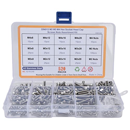 Dyocoag 304 Edelstahl Hex -Kappenschrauben Muttern Sortiment Set Kit M2 M3 M4 Easy Storage Box Dyocoag 304 Edelstahl Hex -Kappenschrauben Muttern Sortiment Set Kit M2 M3 M4 Easy Storage Box von Dyocoag