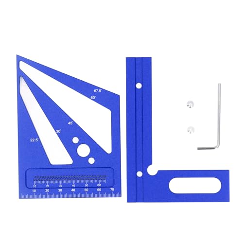 Dyocoag 3D Multi -Winkel -Messung Herrscher Holzbearbeitungslayout Quadrat -Werkzeug 22,5–90 Grad Prospraktor Aluminiumlegierung (Rot) (Blau) von Dyocoag