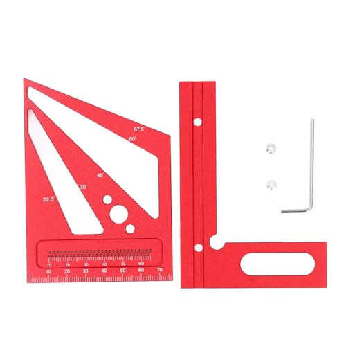 Dyocoag 3D Multi -Winkel -Messung Herrscher Holzbearbeitungslayout Quadrat -Werkzeug 22,5–90 Grad Prospraktor Aluminiumlegierung (Rot) von Dyocoag