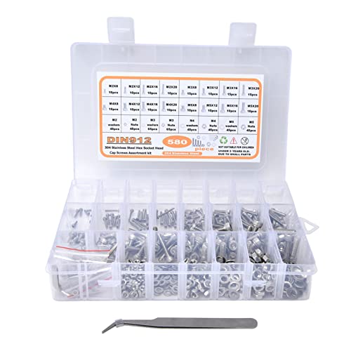 Dyocoag 580pcs Edelstahlschrauben Nüsse Waschmaschine Kit Organizer für Home Garage von Dyocoag