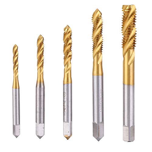 Dyocoag 5pcs Flöte TAP TAP Hochhärtung Spiralklopfteil-Flötenschraube Tipp-Bits M3-M8-Kit für Werkzeugmaschinen von Dyocoag