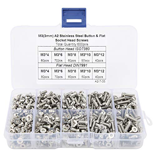 Dyocoag 600pcs Sechskantschrauben -Set Edelstahlpfanne flacher Kopfbox -Hardware -Zubehör M3 -Schrauben für Haus- und Büroausrüstung Dyocoag 600pcs Sechskantschrauben -Set Edelstahlpfanne flacher Kopfbox -Hardware -Zubehör M3 -Schrauben für Haus- und Büroausrüstung von Dyocoag