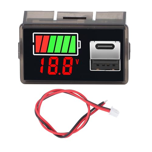 Dyocoag Batteriespannungsmonitor, LED-Anzeige, Batteriemessgerät, USB-Typ-C-Anschlüsse, Fahrzeug, Motorrad, Boot, DC 8–30 V, anwendbare Batterien, Lithium-Eisen, ideal für (Weiße Dyocoag Batteriespannungsmonitor, LED-Anzeige, Batteriemessgerät, USB-Typ-C-Anschlüsse, Fahrzeug, Motorrad, Boot, DC 8–30 V, anwendbare Batterien, Lithium-Eisen, ideal für (Weiße von Dyocoag