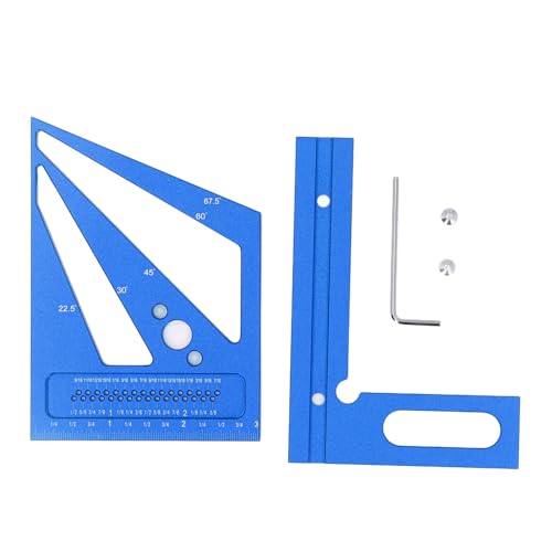 Dyocoag Holzbearbeitung Herrscher Multifunktioneller Winkel Messung Lineal Aluminiumlegierung Square Tool Scribing und Markierung für Holzbearbeitungsprojekte (Rot) (Blau) von Dyocoag
