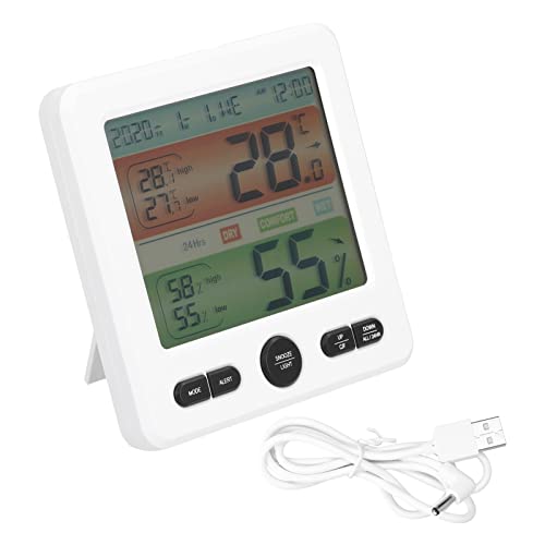 Dyocoag Innentemperaturfeuchtigkeitsfeuchtigkeit Überleuchtung Energieeinsparung großer Bildschirm für Home Office Abs White (Schwarz) (Weiß) von Dyocoag
