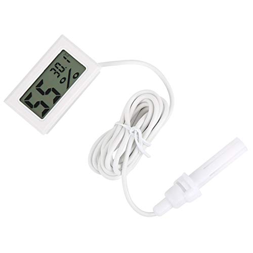 Dyocoag LED Digital Hygrometer -Thermometer für die Verwendung von Innenräumen mit Sonde eingebettete LCD -Temperatur ideal für Haustiere und Reptilien (Schwarz) (Weiß) von Dyocoag