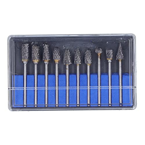 Dyocoag Rotationsfeile, Wolframkarbid-Schleif- und Frässtift-Set für die Holzbearbeitung mit Kunststoffbox (Silber doppelt müde (blaue Box)) von Dyocoag