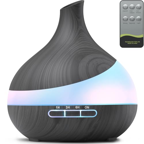 500 ML Aroma Diffuser, Upgrade Diffuser für große Räume, Aromatherapie Diffuser Mit Fernbedienung 4 Timer Einstellung 14 Farben LED automatischer Abschaltfunktion von Dyoonoer