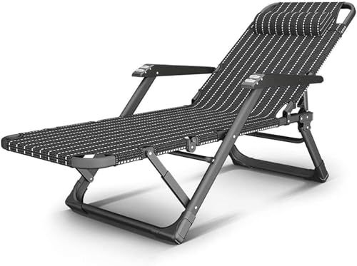 Dyqyym Garten-Relaxsessel – Verstellbarer, zusammenklappbarer Lounge-Sessel mit Null-Anziehungskraft zum Entspannen im Freien (gerader schwarzer Streifen) von Dyqyym