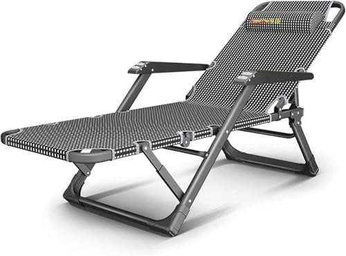 Dyqyym Garten-Relaxsessel – Verstellbarer, zusammenklappbarer Lounge-Sessel mit Null-Anziehungskraft zur Entspannung im Freien (schwarz-weißes Gitter) von Dyqyym