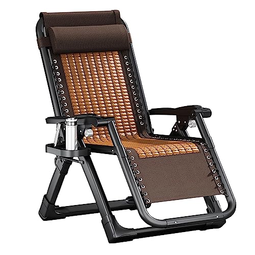 Dyqyym Klappbare Gartenstühle, Liegestühle für den Außenbereich mit Getränkehalter und verstellbarem Skulrest-Kissen – Sonnenliegen für Garten und Terrasse von Dyqyym