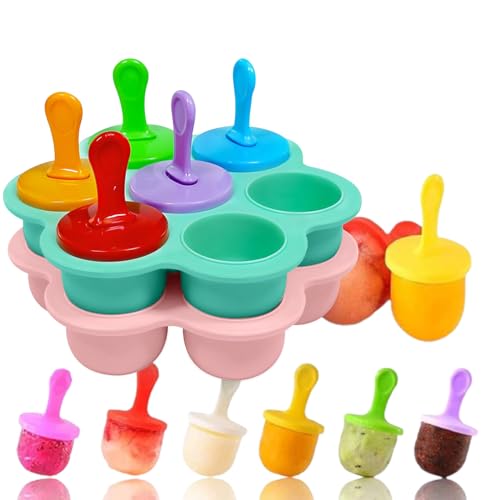 Dyroe Eisformen Eis am Stiel Silikon Eisform, 7 Popsicle Formen Set,3 Mini Wassereis Tüten, Eisformen Silikon aus 100% Lebensmittelsilikon, BPA Frei - Perfekt für Baby, Kinder und Erwachsene 2pcs von Dyroe