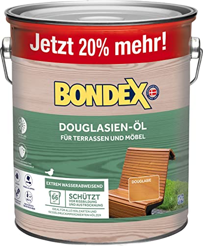 Bondex Douglasien Öl 3 L für 66 m² | Extrem wasserabweisend | Schützt vor Rissbildung und Austrocknung | Atmungsaktiv | matt | Holzöl | Holzschutz von Bondex