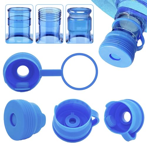 DysanVica 6 Stück: Wasserkrug-Verschluss – 55 mm wiederverwendbarer, lebensmittelechter Silikon-Wasserflaschenverschluss für Standard-/Schraub-/Kronendeckel, Wasserspender-Ersatzdeckel, auslaufsicher von DysanVica