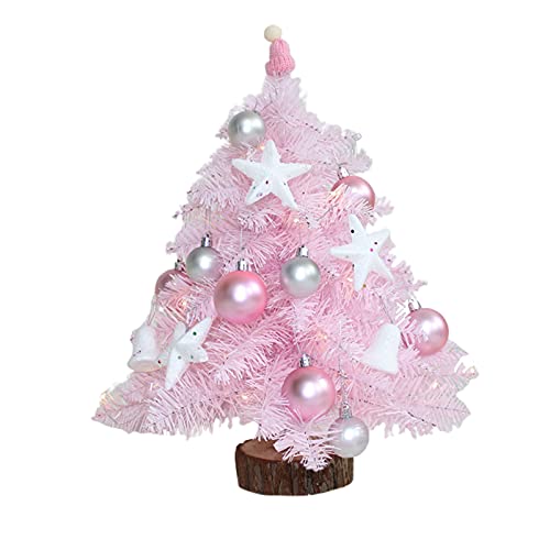 Dysetcs Künstlicher Mini-Weihnachtsbaum mit Glitzerkugeln, 45 cm, Rosa von Dysetcs