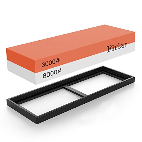 Dysetcs Schärfstein Wetzstein Doppelseitiger 3000/8000 Körnung Profi Schleifstein Messer Schärfstein Set mit rutschfester Gummibasis Nasssteine für Küche, Braun von Dysetcs