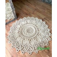 3D Häkelteppich, Handgefertigter Teppich in Beige, Gewebter Wollteppich Für Das Kinderzimmer, Hübscher Am Kamin, Geschenk Die Brautpaare von Dysode