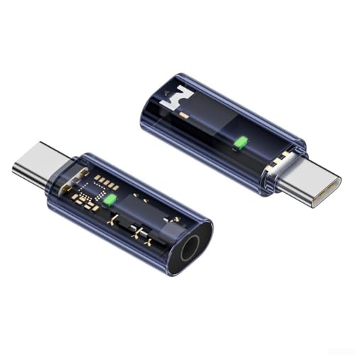2 x 3 5 mm Buchse auf Typ-C-Stecker Adapterkabel mit digitaler Dekodierung, 16 Bit 48 kHz und transparentem PC-Design (transparent) von DystopiaWorld